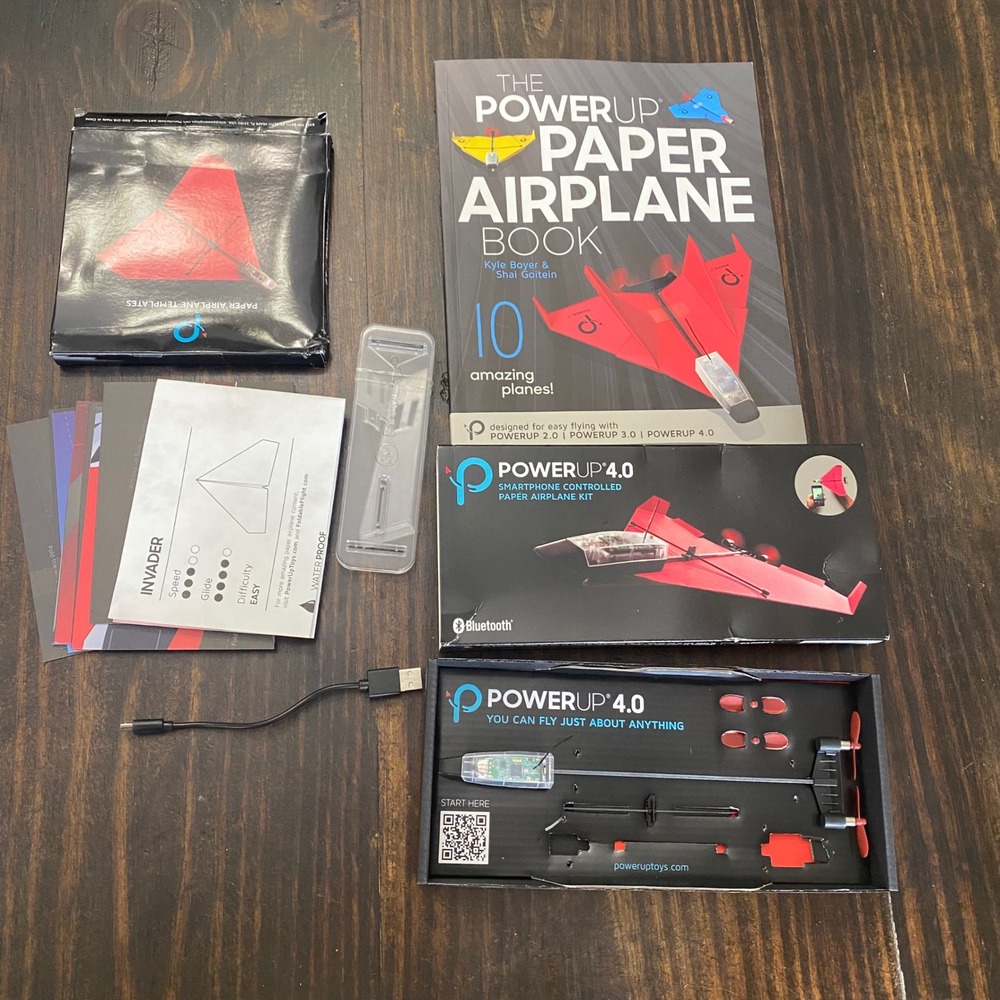 PowerUp 4.0 Smartphone Controlled Paper Airplane Kit with Book and Templates
